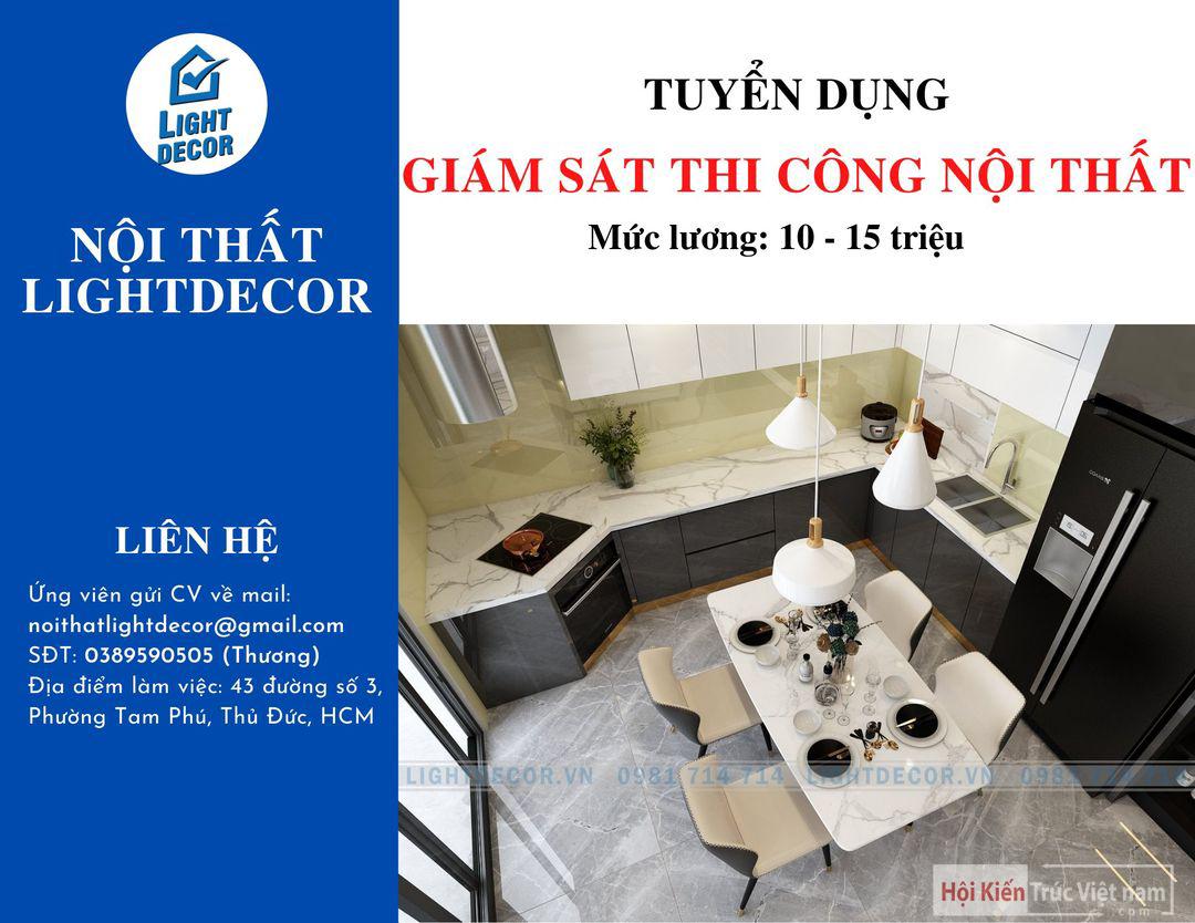 NỘI THẤT LIGHTDECOR TUYỂN GẤP - GIÁM SÁT THI CÔNG NỘI THẤT
