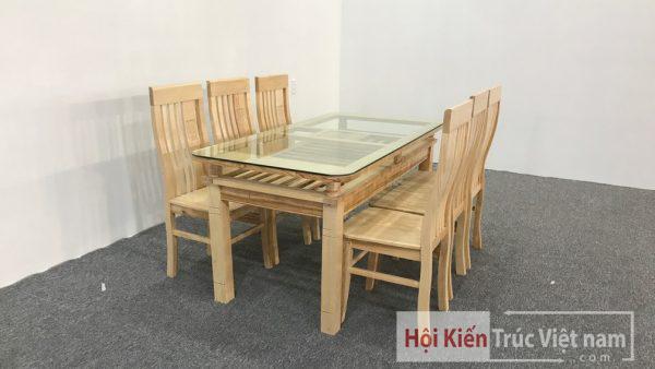 Bộ bàn ăn gỗ sồi màu tự nhiên 6 ghế GS6
